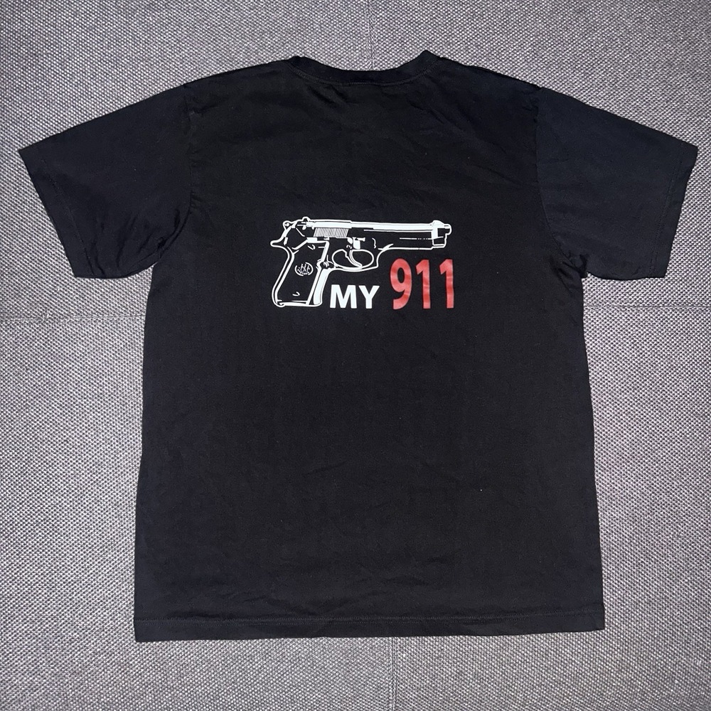 Vintage Beretta Firearm 'My 911' Black Gun T Shirt Mens Size Large Retro Tee